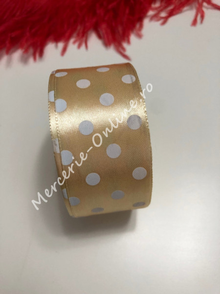 Panglica satin cu buline, latime 4cm, (23metri/rola) Cod:1247 - Img 4