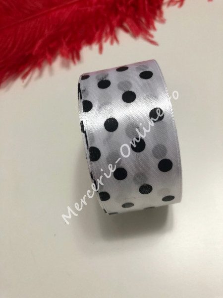 Panglica satin cu buline, latime 4cm, (23metri/rola) Cod:1249 - Img 2