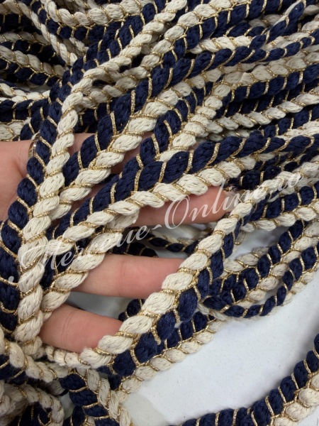 Snur Bumbac Impletit cu Lurex, 15mm, (la metru) Cod:3976 - Img 2