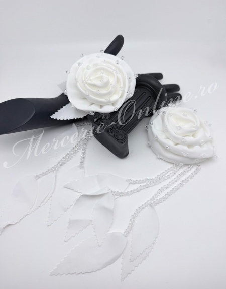 Aplicatie floare 3D cu margele, cca 27cm (la bucata) Cod:4052 - Img 2