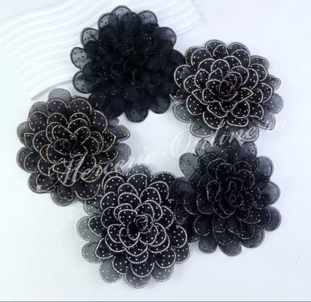 Aplicatie floare 3D cu Strasuri, cca 15cm, (la bucata) Cod:3436
