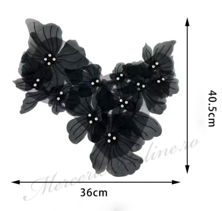 Aplicatie Organza Flori 3D, cca 36x40cm, (la bucata) Cod:3462 - Img 6