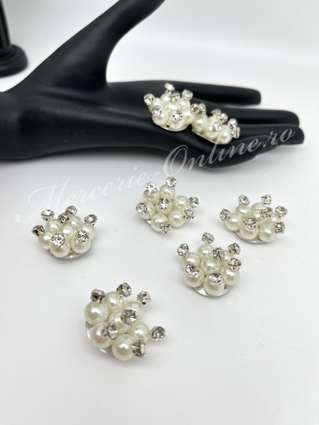 Aplicatie Perle si Strasuri, 2cm/4.5cm (la bucata) Cod:3712 - Img 3