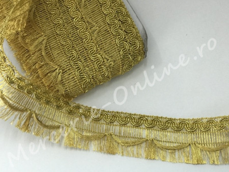 Banda pasmanterie franjuri cu fir metalic, cca 4cm (13metri/rola) Cod:0551