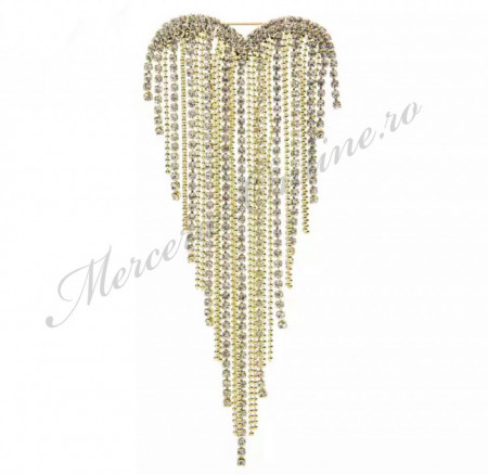 Brosa Inima cu Franjuri Strasuri, 12x5cm (la bucata) Cod:2491 - Img 3