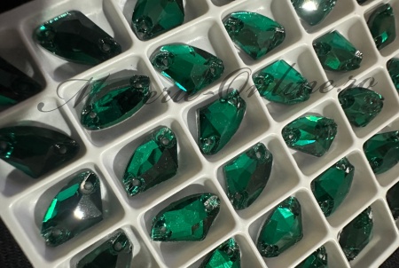 Cristale de cusut sticla, Emerald, 9x14mm (6bucati/pachet) Cod:3413 - Img 2
