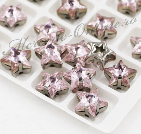 Cristale de cusut sticla forma stea, Light Rose, 10mm (5bucati/pachet) Cod:3148