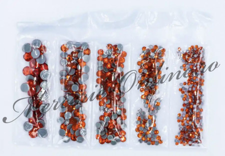 Cristale de Lipit, Mix Size, Orange, (cca 300-400buc/pachet) Cod:3076