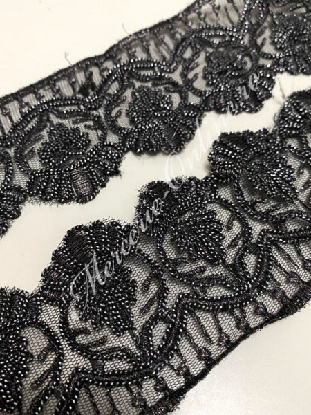 Dantela Brodata cu Lurex, cca 6cm (la metru) Cod:2368 - Img 2