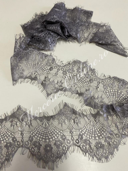 Dantela fina Chantilly, Gri, cca 10cm (la bucata) Cod:2163