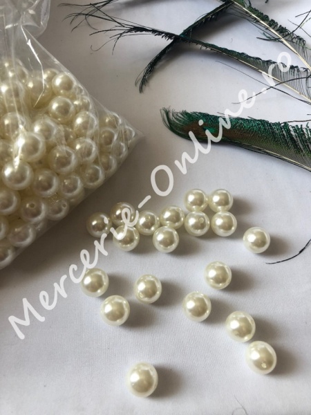 Perle plastic cu gaura, 30mm, Alb/Ivoire, (500grame/punga) Cod:4115 - Img 2