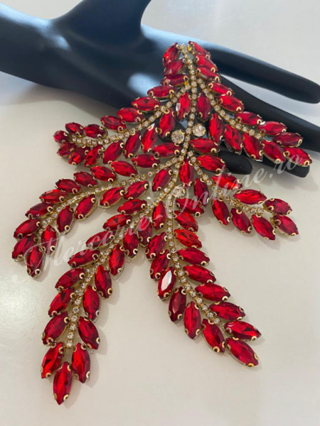 Aplicatie Termoadeziva cu Cristale, Red, 14x18.5cm (la bucata) Cod:2602