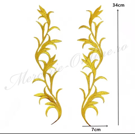 Aplicatie termoadeziva lurex, cca 34x7cm, (la pereche) Cod:3629