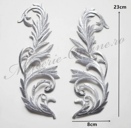 Aplicatie termoadeziva lurex, cca 8x23cm, (la pereche) Cod:3216 - Img 3
