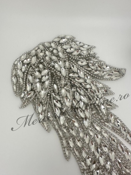 Aplicatie Termoadeziva tip Epoleti 3D cu Cristale, Crystal, 15x37cm (la bucata) Cod:3521 - Img 2