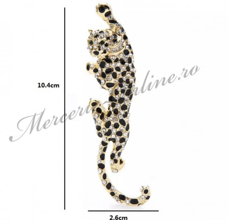 Brosa Leopard cu Strasuri, 10.4x2.6cm (la bucata) Cod:2724 - Img 2