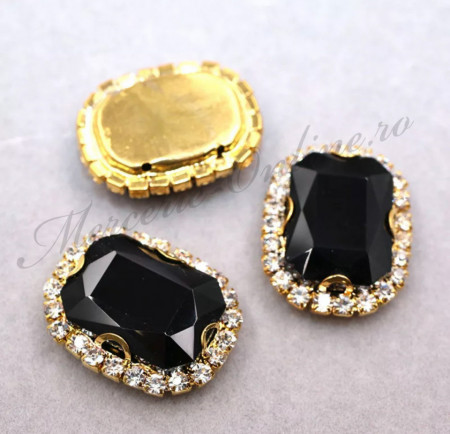 Cristale de cusut sticla, Black, 10x14mm (2bucati/pachet) Cod:2571