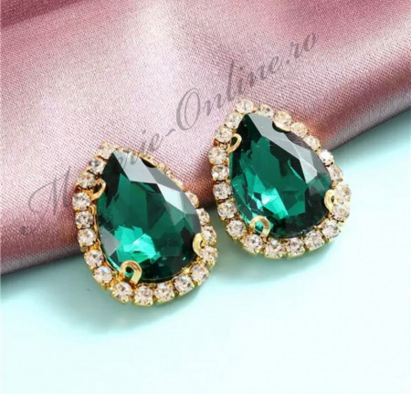 Cristale de cusut sticla, Emerald, 18x22mm (2bucati/pachet) Cod:2476