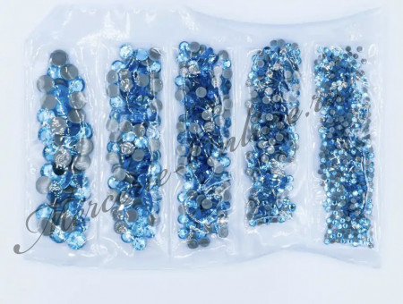 Cristale de Lipit, Mix Size, Aquamarine, (cca 640-800buc/pachet) Cod:1898