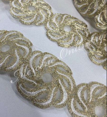 Dantela Brodata cu lurex, cca 7.5cm (la metru) Cod:0827