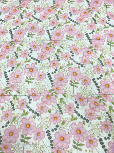 Material textil Voal Creponat cu Flori, 1.50m (la metru) Cod:2170 - Img 2