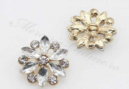 Nasturi Metalici cu Strasuri, 20mm, (2bucati/set) Cod:7100