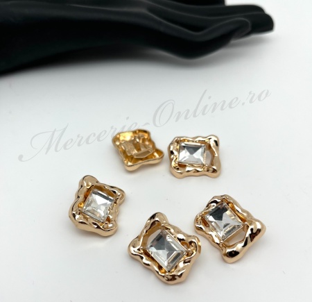 Nasturi Metalici cu Strasuri, 20x17mm, (5bucati/set) Cod:3672 - Img 3