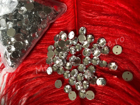 Pietre de cusut acrylic, Crystal, 10mm (50buc/pachet) Cod:2623