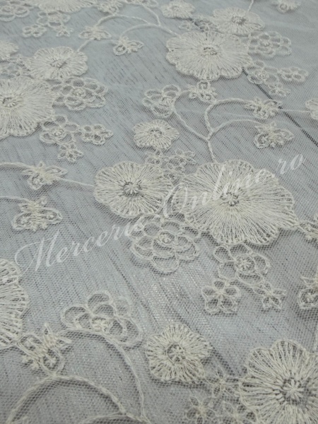 Tulle cu Broderie Bumbac, latime 140cm (la metru), Cod:3979 - Img 2