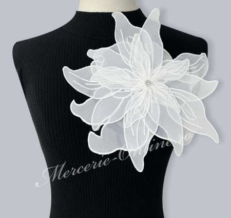 Aplicatie Brodata Floare 3D cu Margele, 24cm (la bucata) Cod:3135 - Img 2