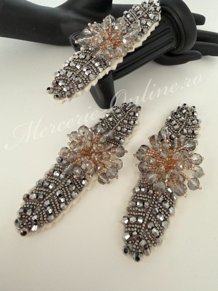 Aplicatie cu Margele, 11.5x2.8cm (la bucata) Cod:3977 - Img 3