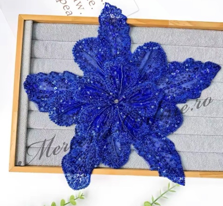 Aplicatie floare 3D cu margele si paiete, cca 30cm (la bucata) Cod:3470