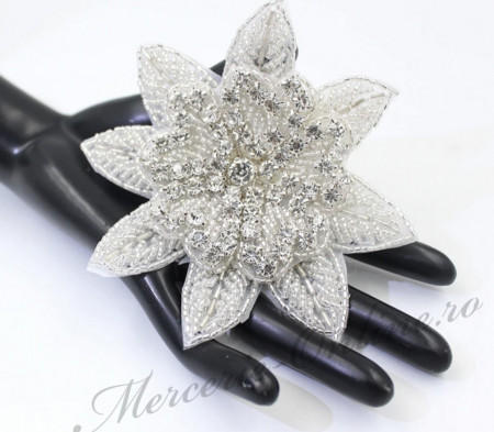 Aplicatie Termoadeziva Floare cu Cristale, 11.5cm (la bucata) Cod:2666 - Img 2