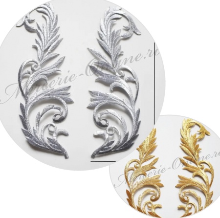 Aplicatie termoadeziva lurex, cca 8x23cm, (la pereche) Cod:3216