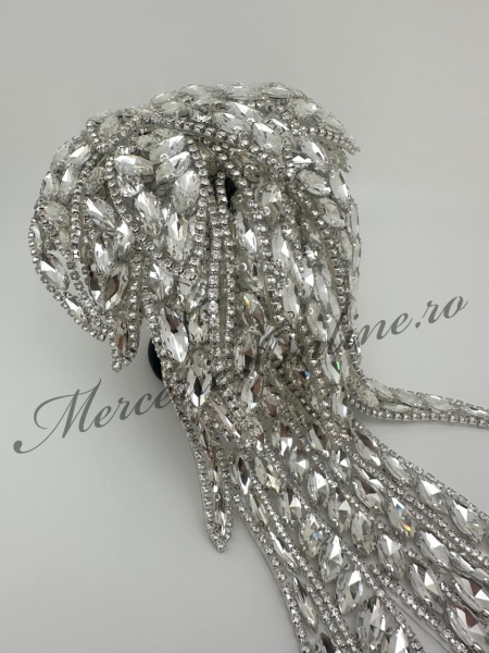Aplicatie Termoadeziva tip Epoleti 3D cu Cristale, Crystal, 15x37cm (la bucata) Cod:3521 - Img 3