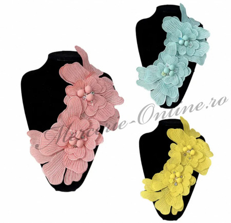 Aplicatie textila Flori tip brosa, 18x32cm (la bucata) Cod:3092