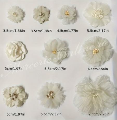Aplicatii Flori Organza 3D, Ivoire (10bucati/set) Cod:4138 - Img 2