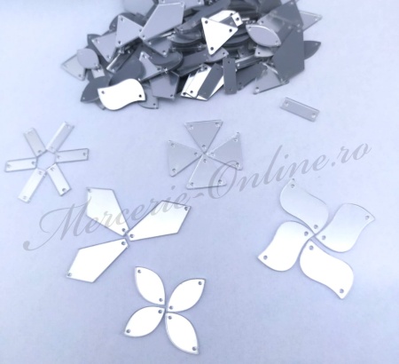 Cristale de cusut acril tip oglinda, Argintiu (50bucati/pachet) Cod:3543