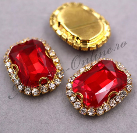 Cristale de cusut sticla, Red, 13x18mm (2bucati/pachet) Cod:2572