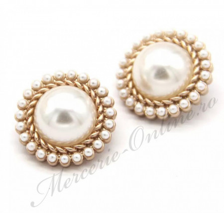 Nasturi Metalici cu Perle, 23mm, (5bucati/set) Cod:2584