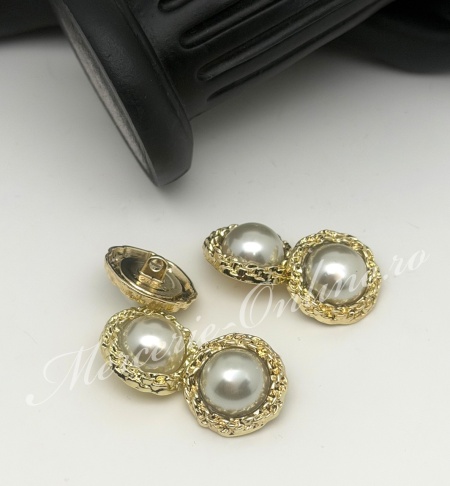 Nasturi Metalici cu Perle, 23mm (5bucati/set) Cod:3737 - Img 3