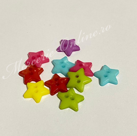 Nasturi Plastic Stelute, mix culori, 12mm, (10bucati/set) Cod:2277