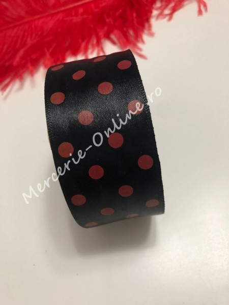 Panglica satin cu buline, latime 4cm, (23metri/rola) Cod:1249 - Img 5