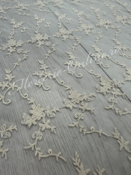 Tulle cu Broderie Bumbac, latime 140cm (la metru), Cod:3978 - Img 2