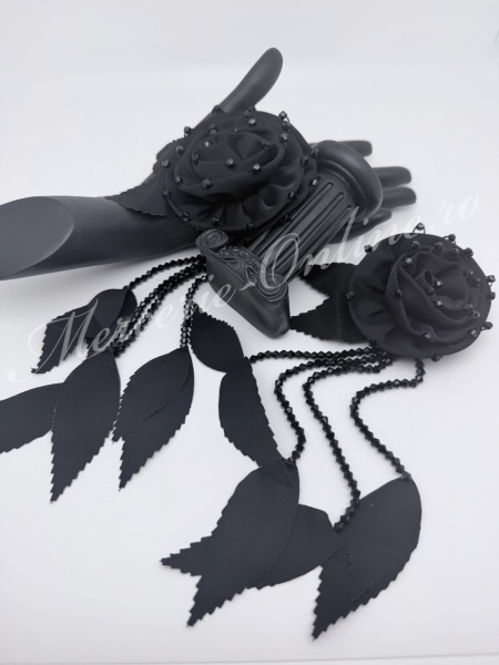 Aplicatie floare 3D cu margele, cca 27cm (la bucata) Cod:4052 - Img 3