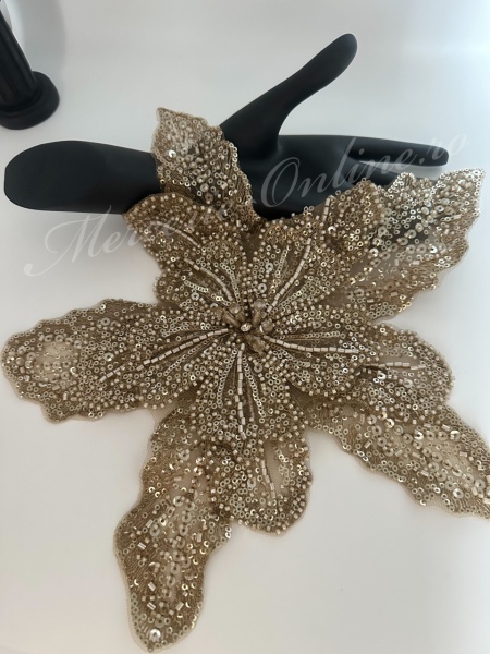 Aplicatie floare 3D cu margele si paiete, cca 30cm (la bucata) Cod:3557