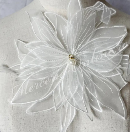 Aplicatie floare 3D organza, cca 25cm, (la bucata) Cod:2720 - Img 2