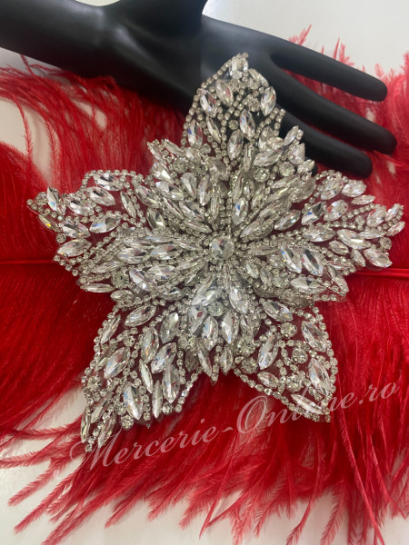 Aplicatie Termoadeziva Floare cu Cristale, Crystal, 20cm (la bucata) Cod:3049