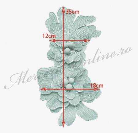 Aplicatie textila Flori tip brosa, 18x32cm (la bucata) Cod:3092 - Img 5