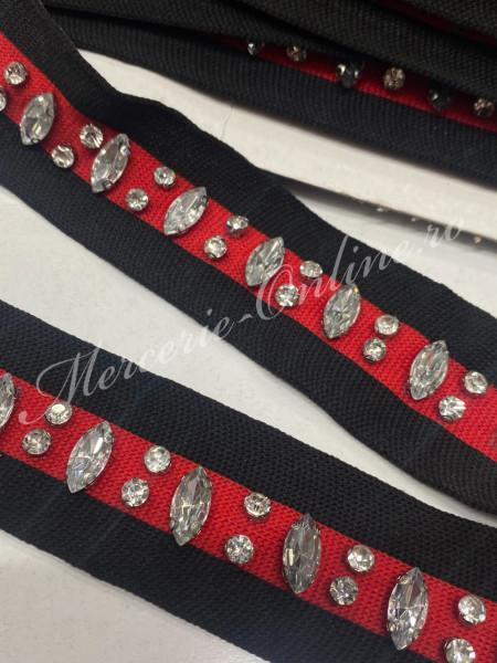 Banda pasmanterie cu Cristale, cca 4cm (la metru) Cod:2985